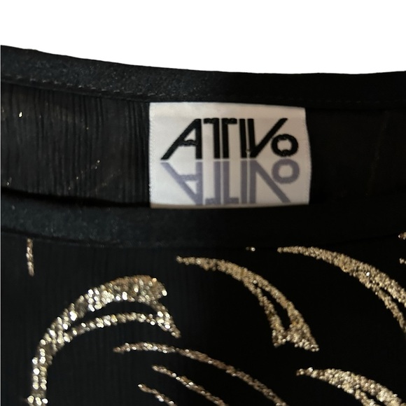 Vintage 80s Sheer Gold Glitter Top - Picture 2 of 3